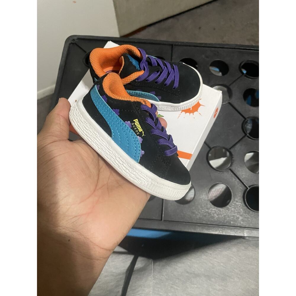 Size 4c-Puma Nickelodeon Rugrats Suede Black Caribbean Sea Sneakers Shoes Kids